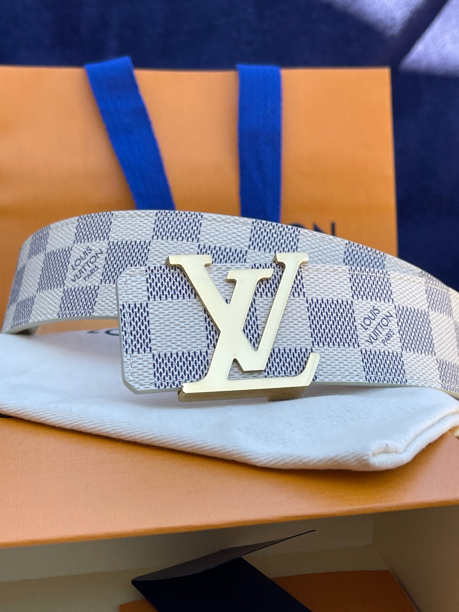 LV White Checkered Classic Belt